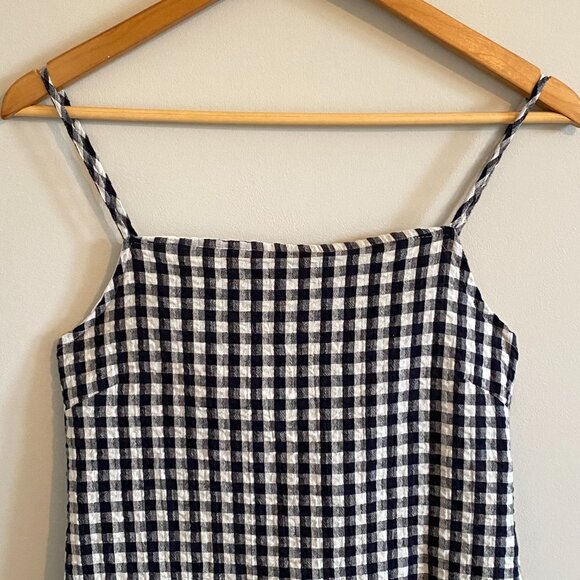 NWOT American Eagle Gingham Cotton Summer Dress Open Back Black and White - Picture 2 of 10